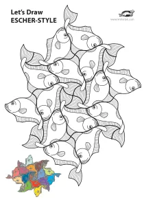art,coloring,craft-coloring,escher,fish,sea,summer