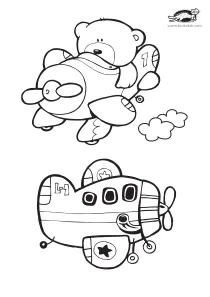 bear,coloring,craft-coloring,plane,transport