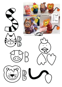 cat,chicken,craft,craft-coloring,easter,egg,holder,lion,paper-toy,pig