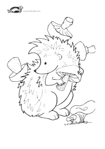 autumn,coloring,craft-coloring,fall,hedgehog,mushroom