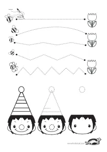 bee,clown,fine-motor,flower,prewriting