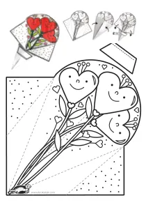 bouquet,coloring,craft,craft-coloring,heart,mother,mothers-day,valentines-day