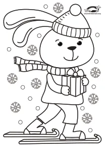 bunny,christmas,coloring,craft-coloring,rabbit,sledding,winter