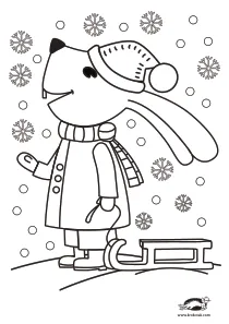 bunny,christmas,coloring,craft-coloring,rabbit,sledding,winter
