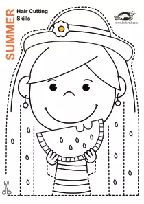 craft-coloring,fine-motor,ice-cream,mermaid,scissors,summer,watermelon