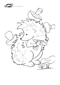 autumn,coloring,craft-coloring,fall,hedgehog,mushroom