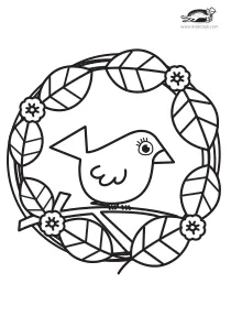 bird,coloring,craft-coloring,spring,wreath