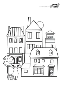 building,cat,city,coloring,craft-coloring,town