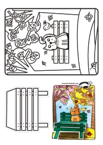 autumn,bench,cat,craft,craft-coloring,fall