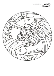 coloring,craft-coloring,fish,mandala,sea,summer