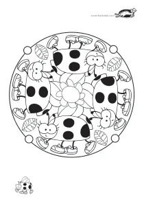 coloring,craft-coloring,flower,insect,ladybird,ladybug,mandala,spring