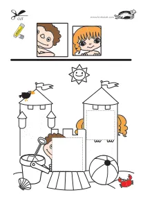 castle,collage,fine-motor,scissors,summer