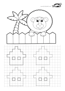 fine-motor,lion,prewriting,squares