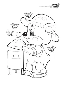 bear,bee,coloring,craft-coloring